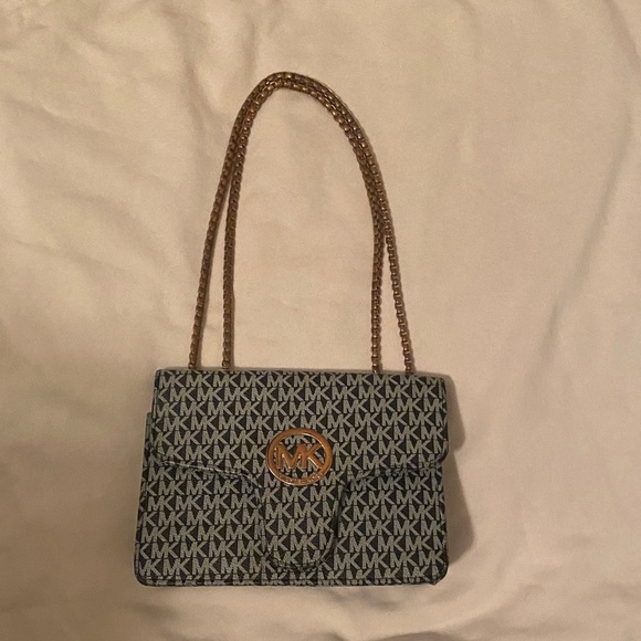 Michael Kors Black and Gold MK Shoulder Bag - Picture 1 of 8